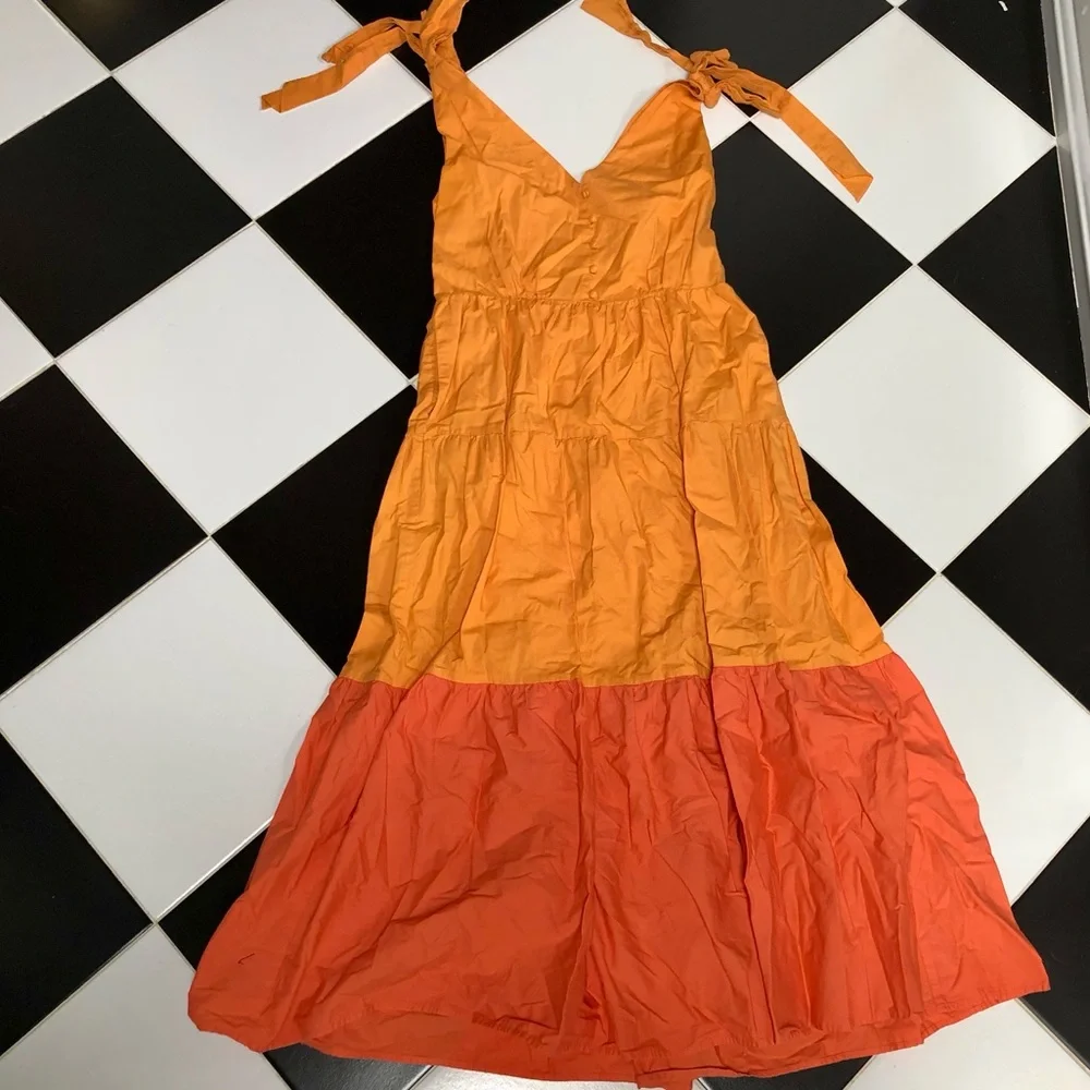 Color Me Courtney Louise Maxi Dress Orange Colorblock Vibrant Tangerine Citrus 8 - Picture 6 of 16